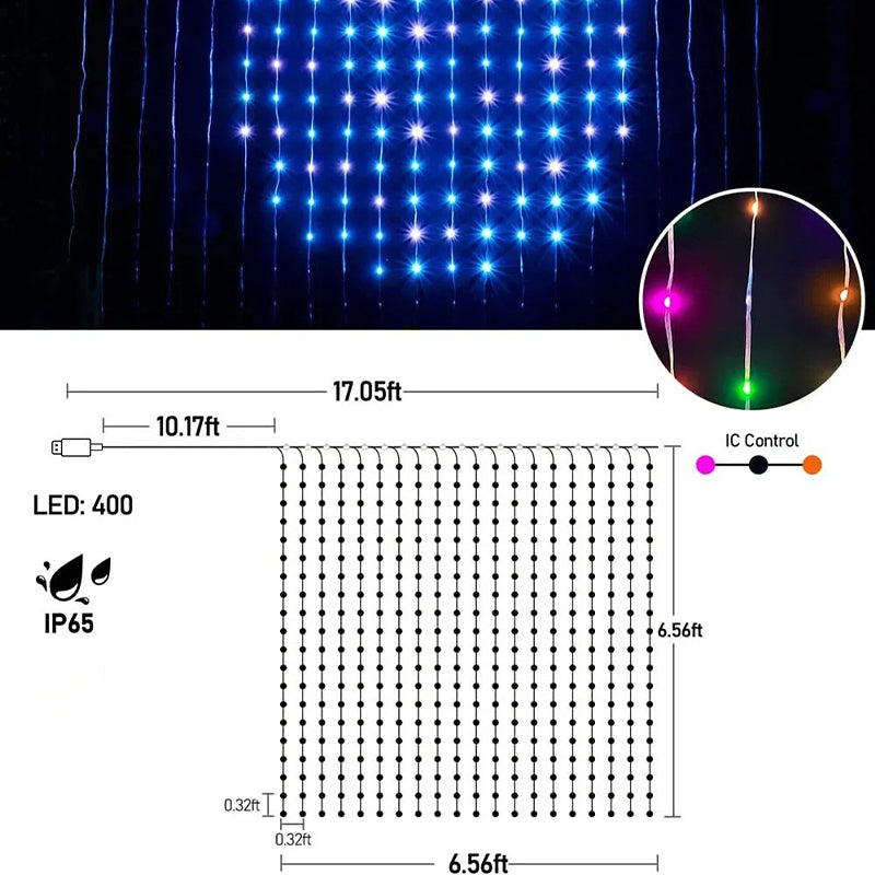 LumiCurtain™ Smarter LED Lichtvorhang mit App und Musikmodus