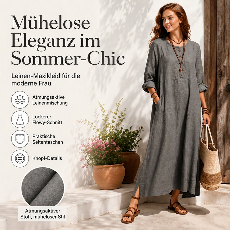 Marivelle™ Legeres Damen Maxikleid mit praktischen Seitentaschen
