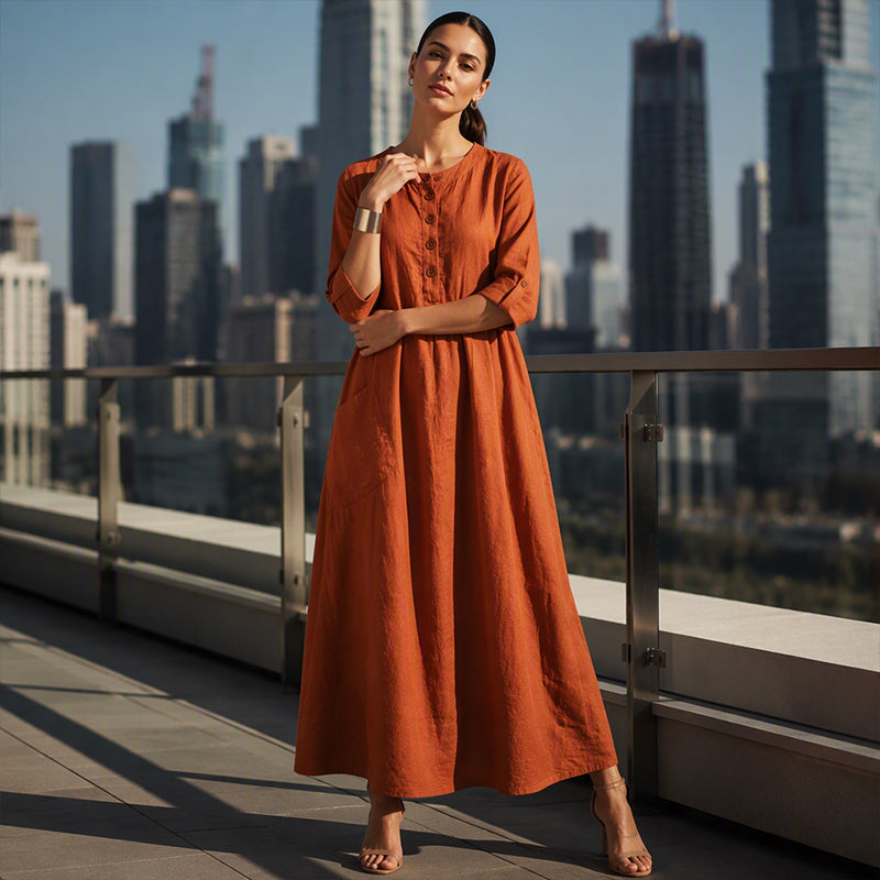 Marivelle™ Legeres Damen Maxikleid mit praktischen Seitentaschen