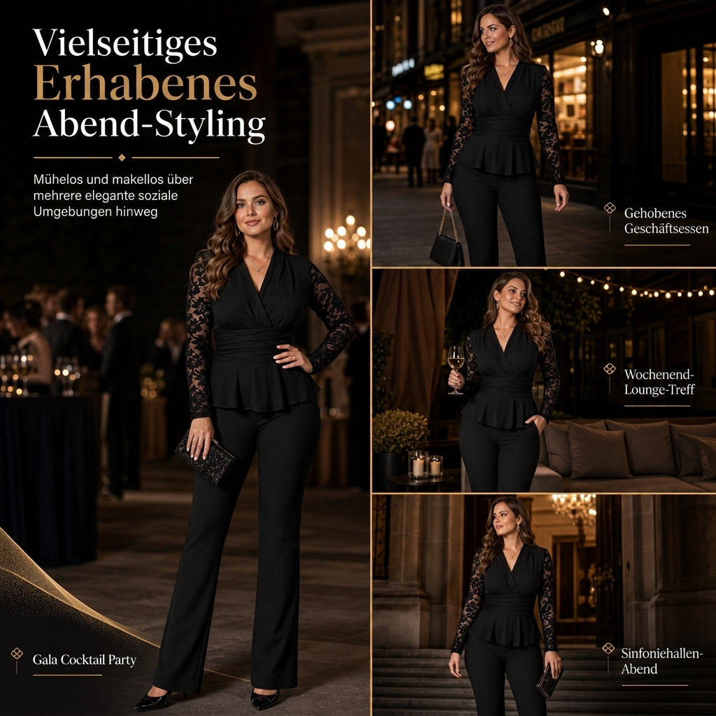 Elvaria™ Elegantes zweiteiliges Damen Hosen Set mit Spitzendetails