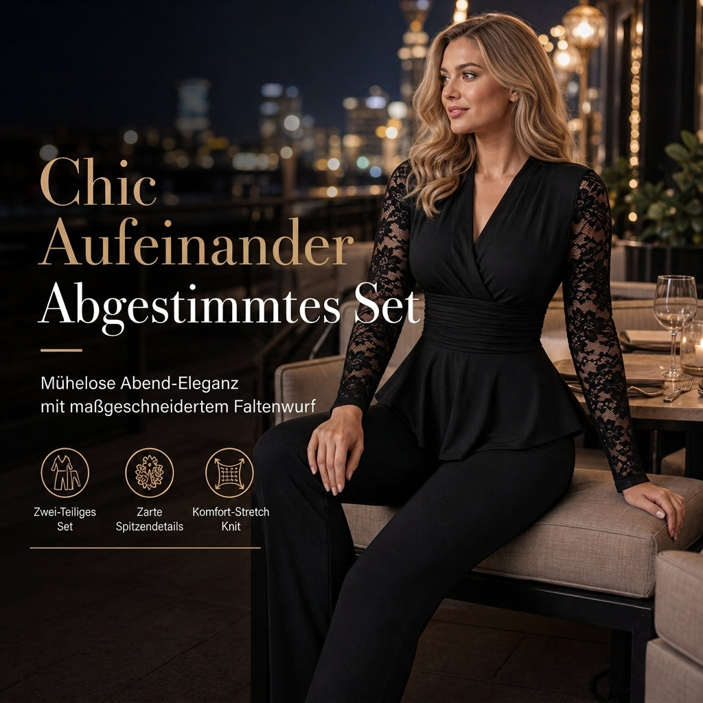 Elvaria™ Elegantes zweiteiliges Damen Hosen Set mit Spitzendetails