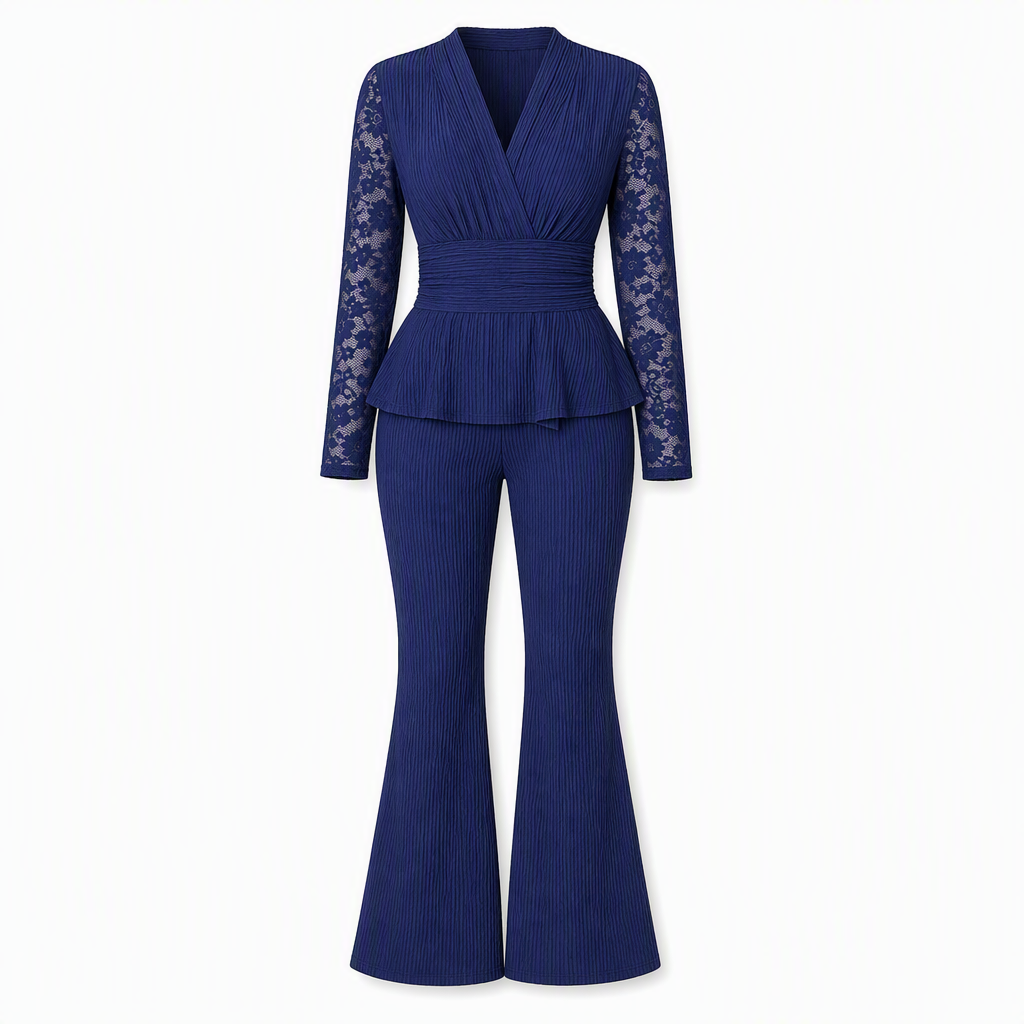 Elvaria™ Elegantes zweiteiliges Damen Hosen Set mit Spitzendetails