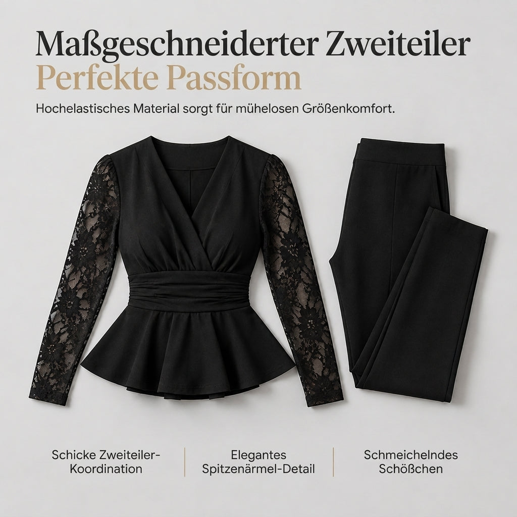Elvaria™ Elegantes zweiteiliges Damen Hosen Set mit Spitzendetails
