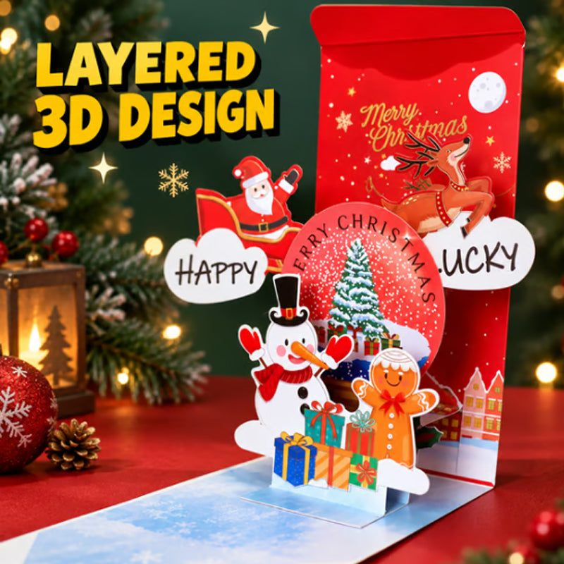 FestivaPop™ 3D Weihnachts Pop Up Karten für Geldgeschenke im 5er Set