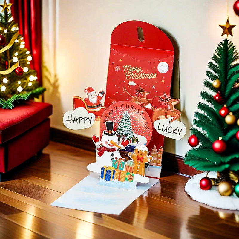 FestivaPop™ 3D Weihnachts Pop Up Karten für Geldgeschenke im 5er Set